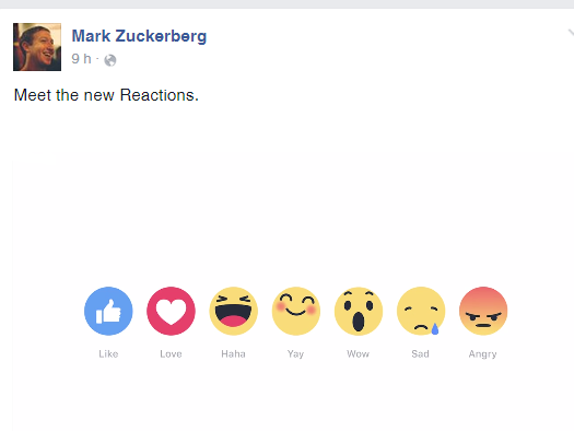 Reactions: le emoji che affiancheranno il tasto Like in Facebook